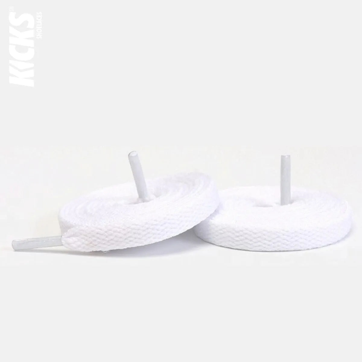 White replacement laces for Nike Air Jordan 4 sneakers by Kicks Shoelaces