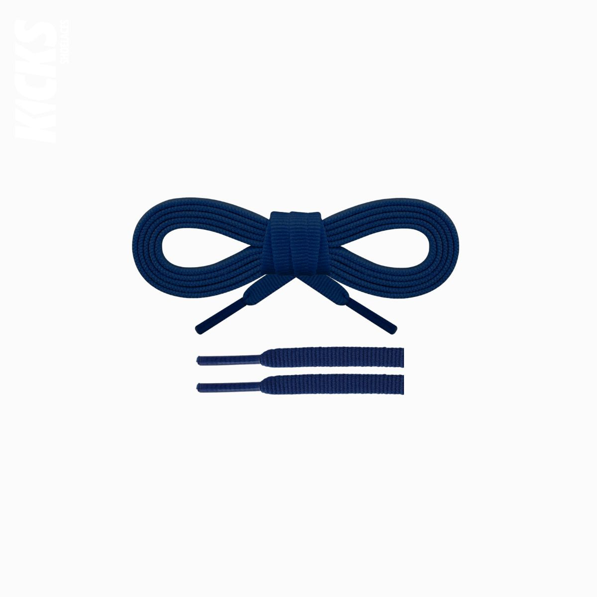 Navy blue flat shoelaces for running shoes, durable and secure replacement laces designed for daily runs and training by Kicks Shoelaces.