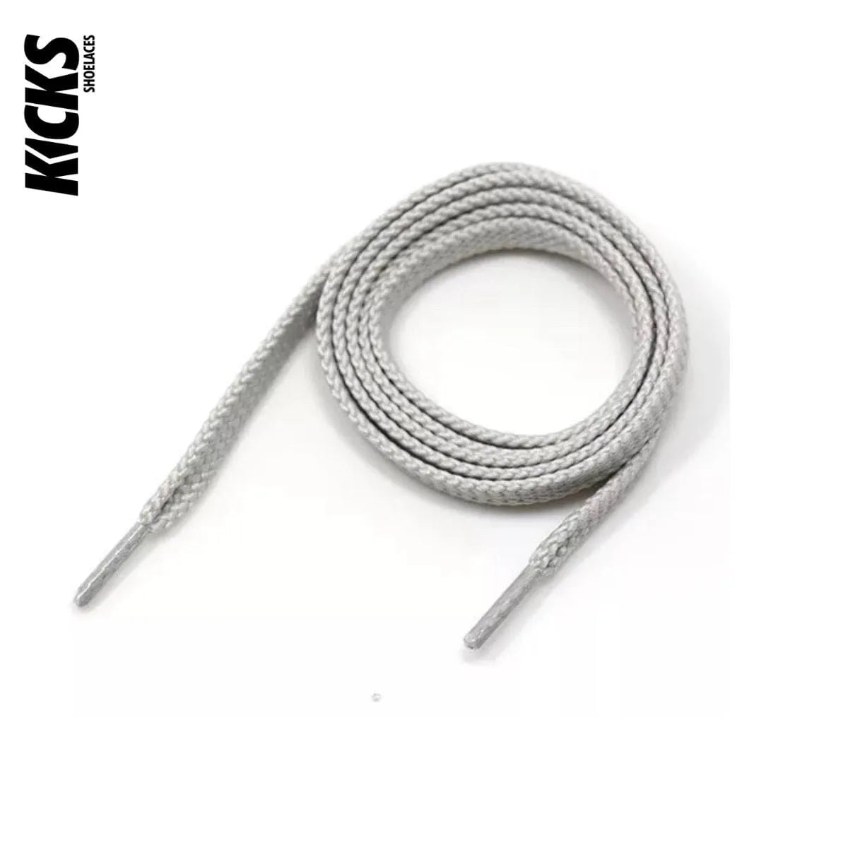White grey replacement flat laces for New Balance 1500 shoes and sneakers by Kicks Shoelaces