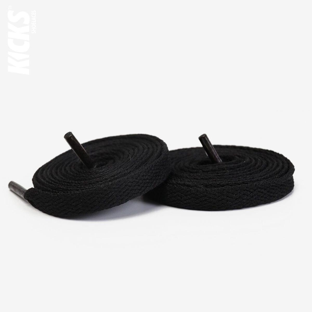 Black replacement laces for Nike Air Force 1 sneakers by Kicks Shoelaces
