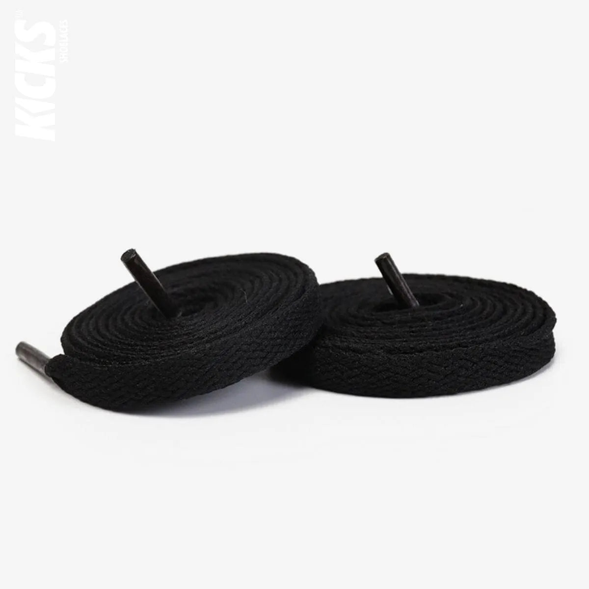 Black flat replacement shoelaces for Nike Cortez sneakers by Kicks Shoelaces