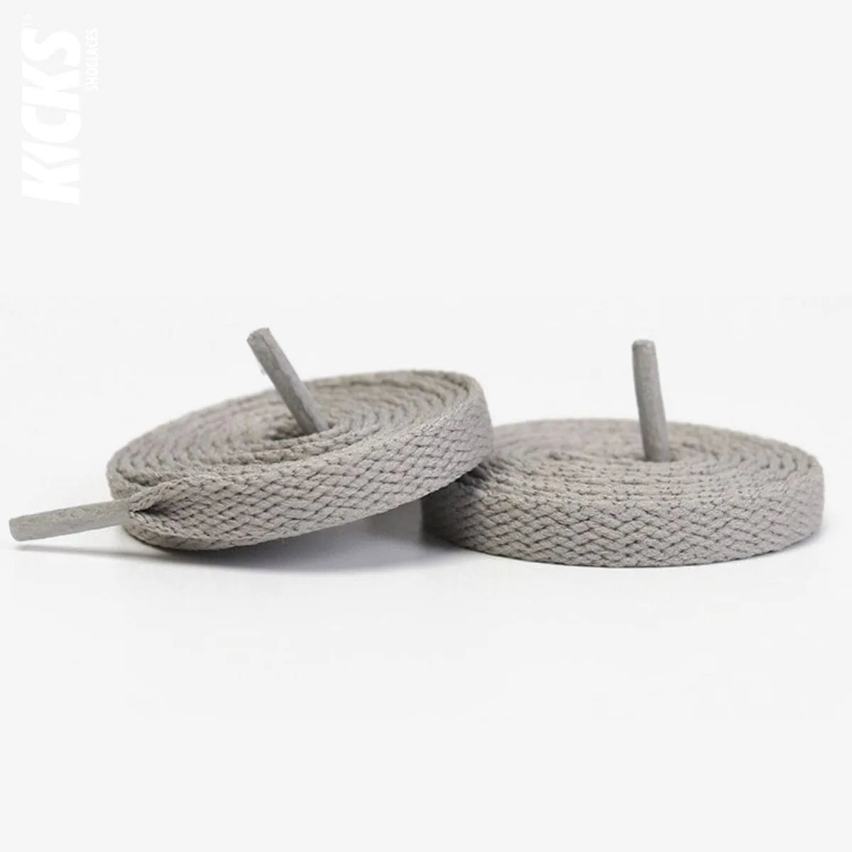 Light grey flat replacement shoelaces for Nike Cortez sneakers by Kicks Shoelaces