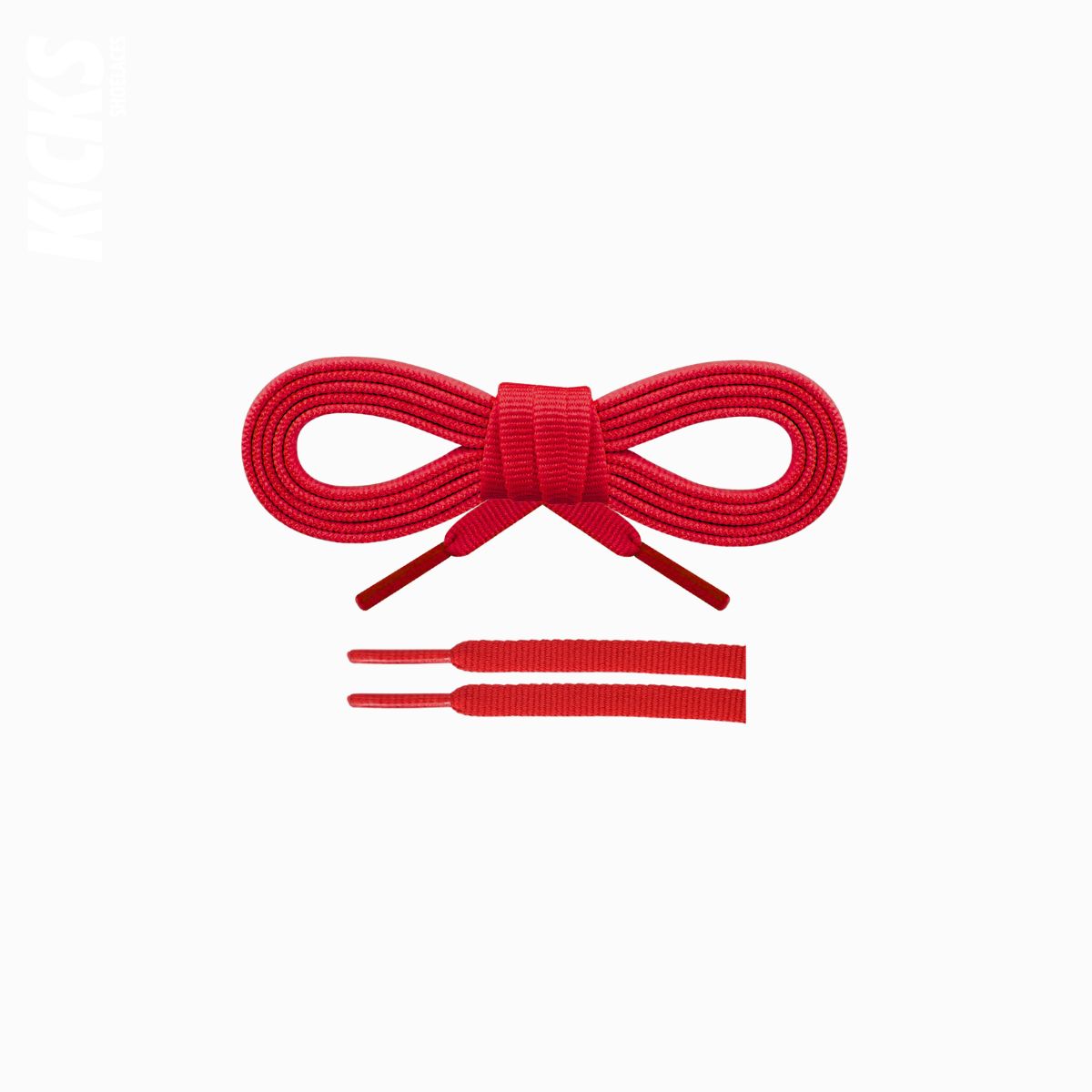 Red flat shoelaces for running shoes, durable and secure replacement laces designed for daily runs and training by Kicks Shoelaces.
