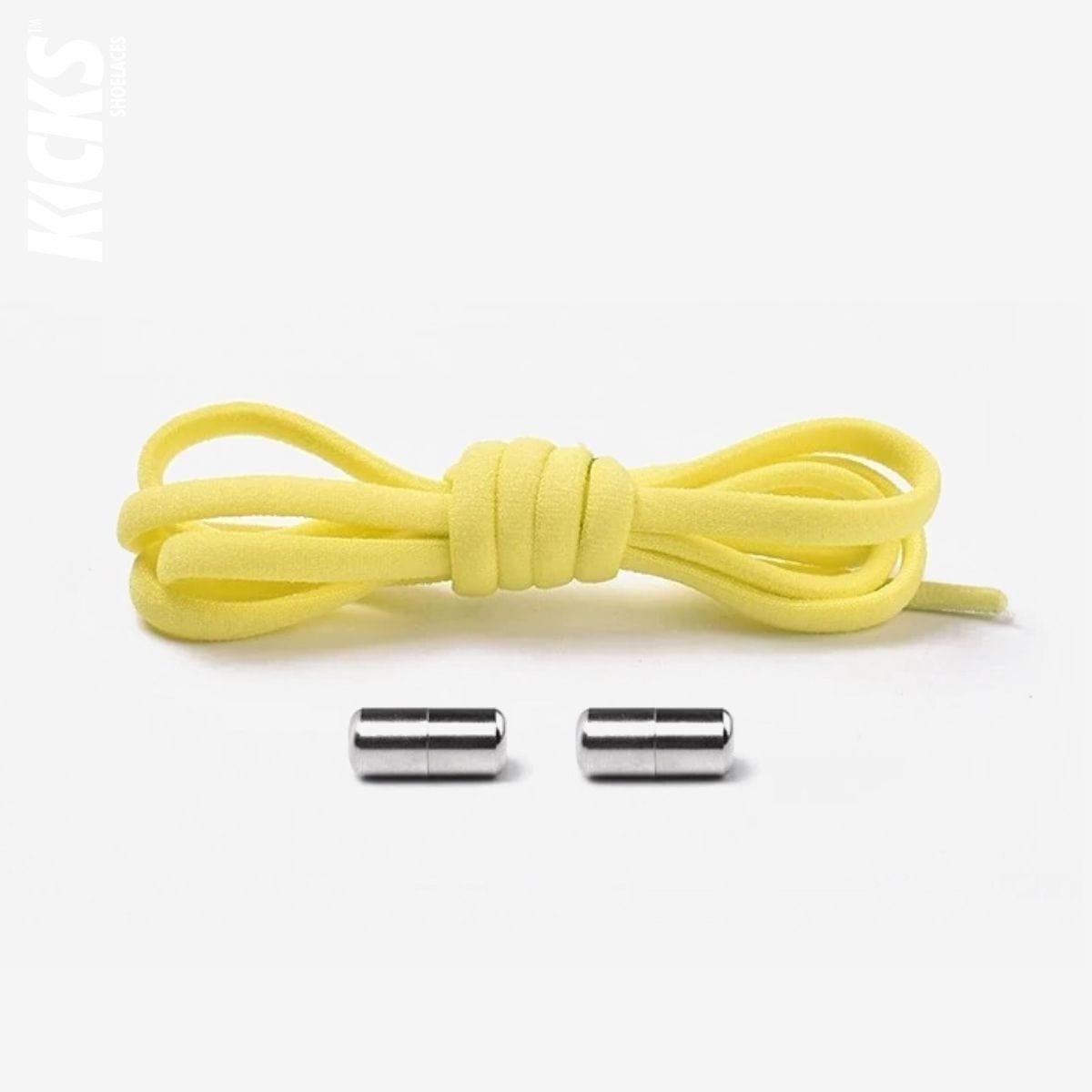 fluorescent-yellow-kids-elastic-no-tie-shoe-laces-for-sneakers-by-kicks-shoelaces