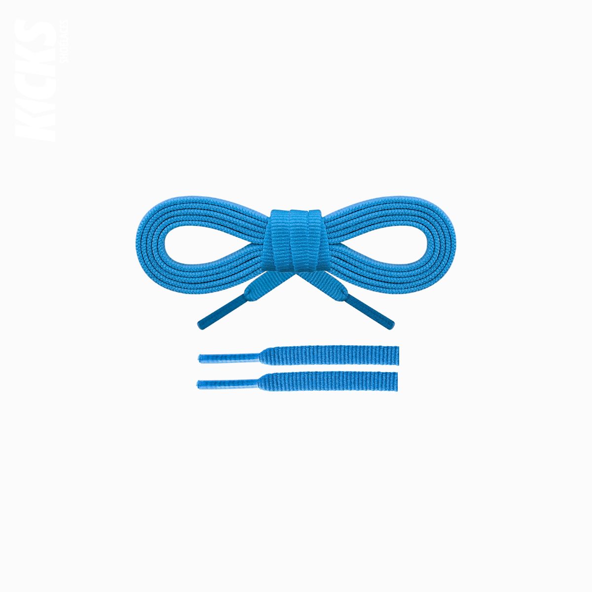 Sky blue flat shoelaces for running shoes, durable and secure replacement laces designed for daily runs and training by Kicks Shoelaces.
