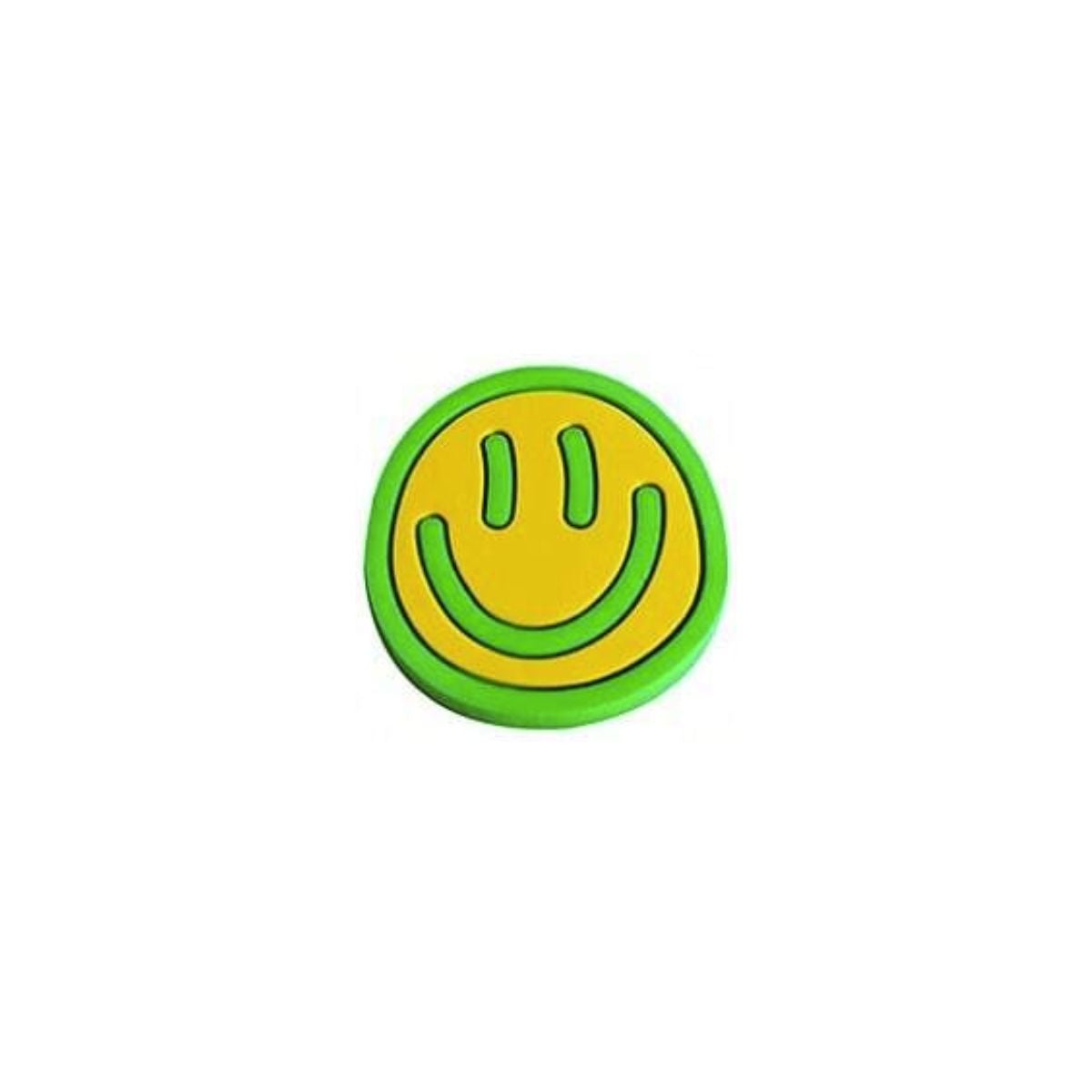 Green and yellow smiley face shoe charms 7 pack compatible with Crocs and clogs