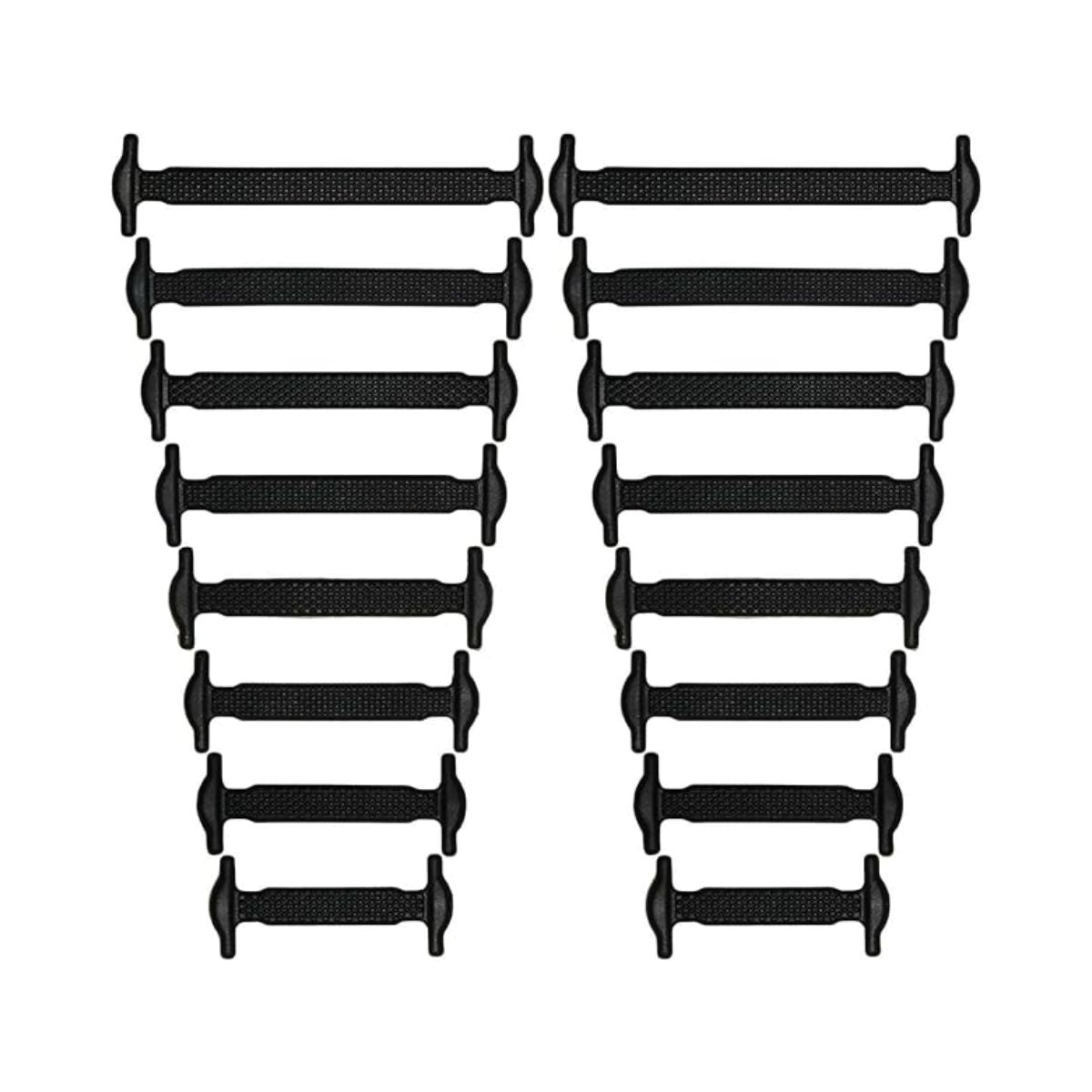 Black silicone no-tie shoe laces for sneakers transforming shoes into slip-ons by Kicks Shoelaces.