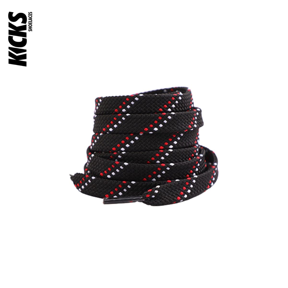 Black-Red-White-Dot-Patterned-Shoelaces