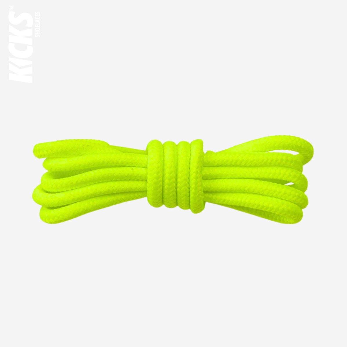 Fluorescent green round shoestrings for sneakers, replacement laces by Kicks Shoelaces