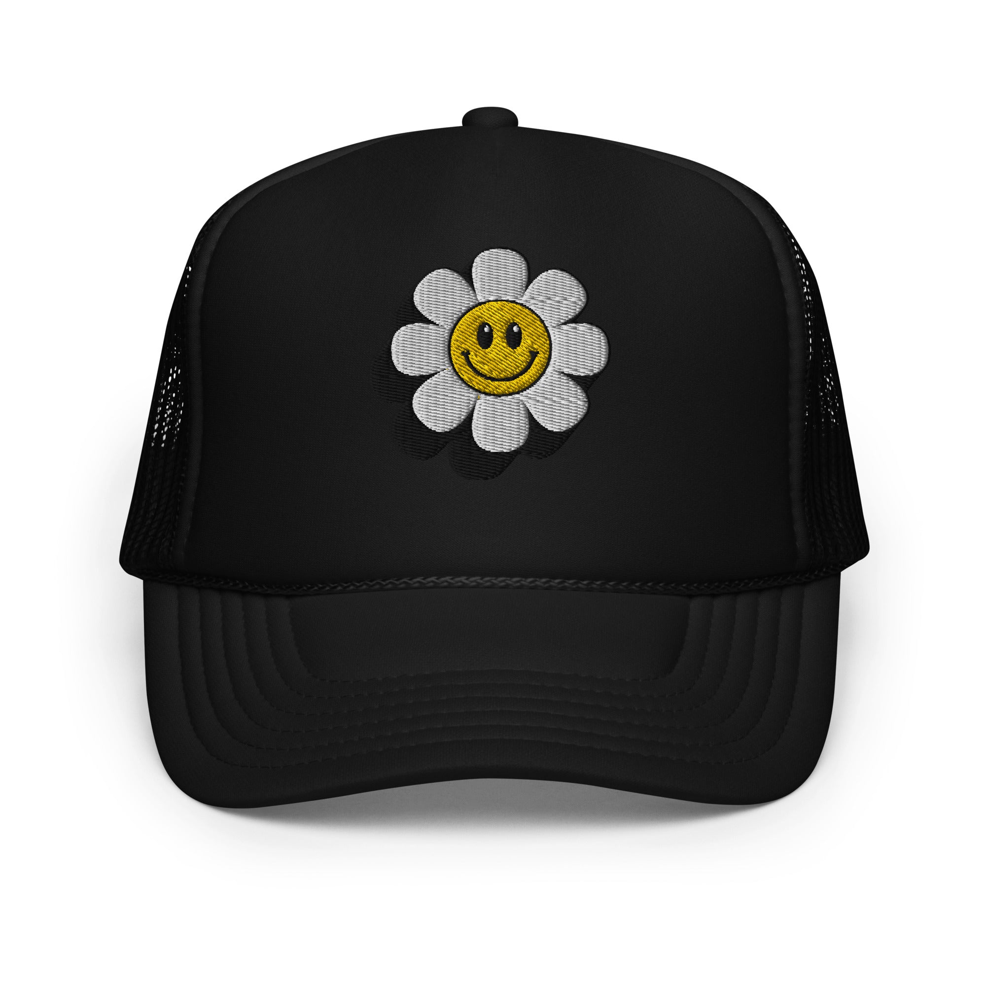 Smiley Face Daisy Foam Trucker Hat