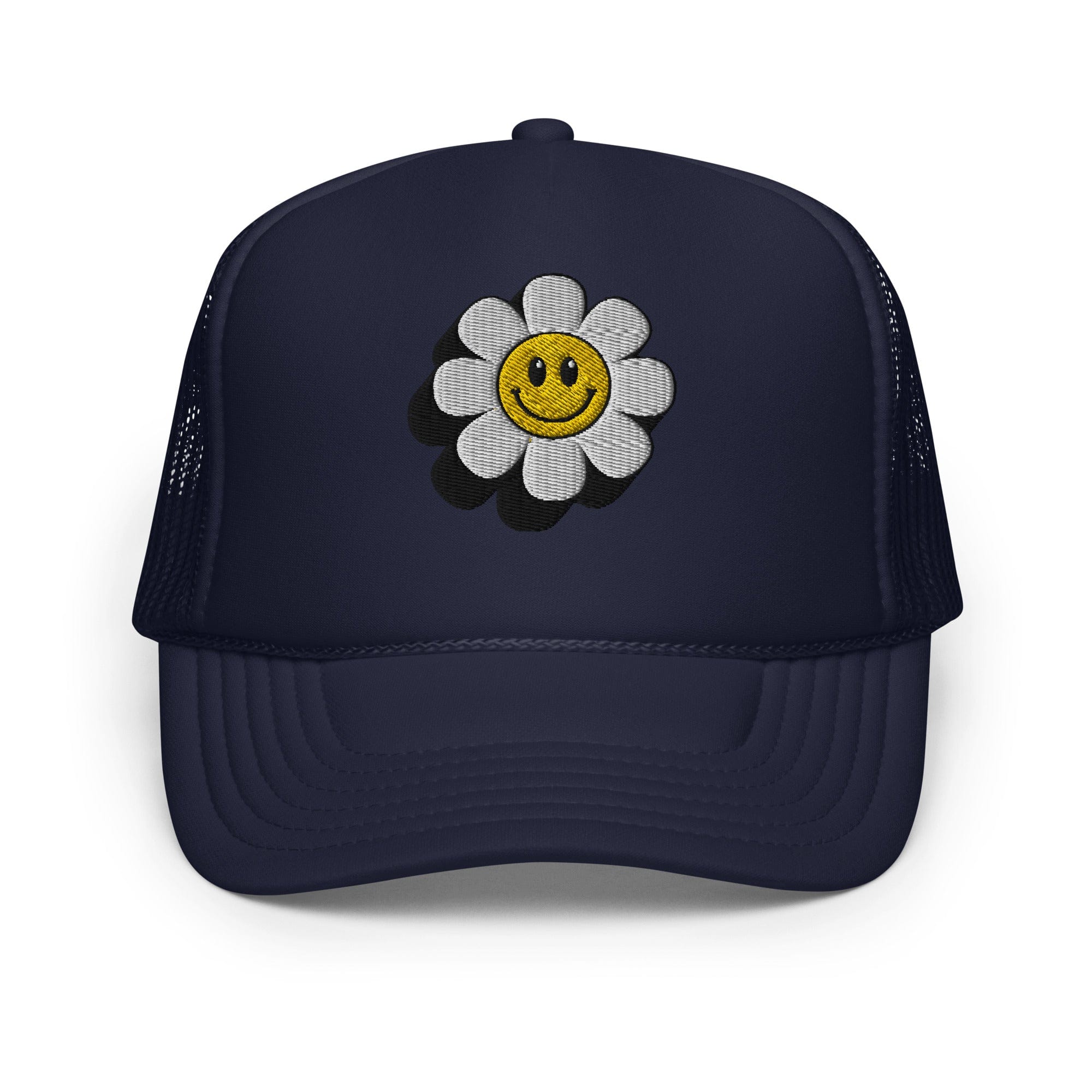 Smiley Face Daisy Foam Trucker Hat