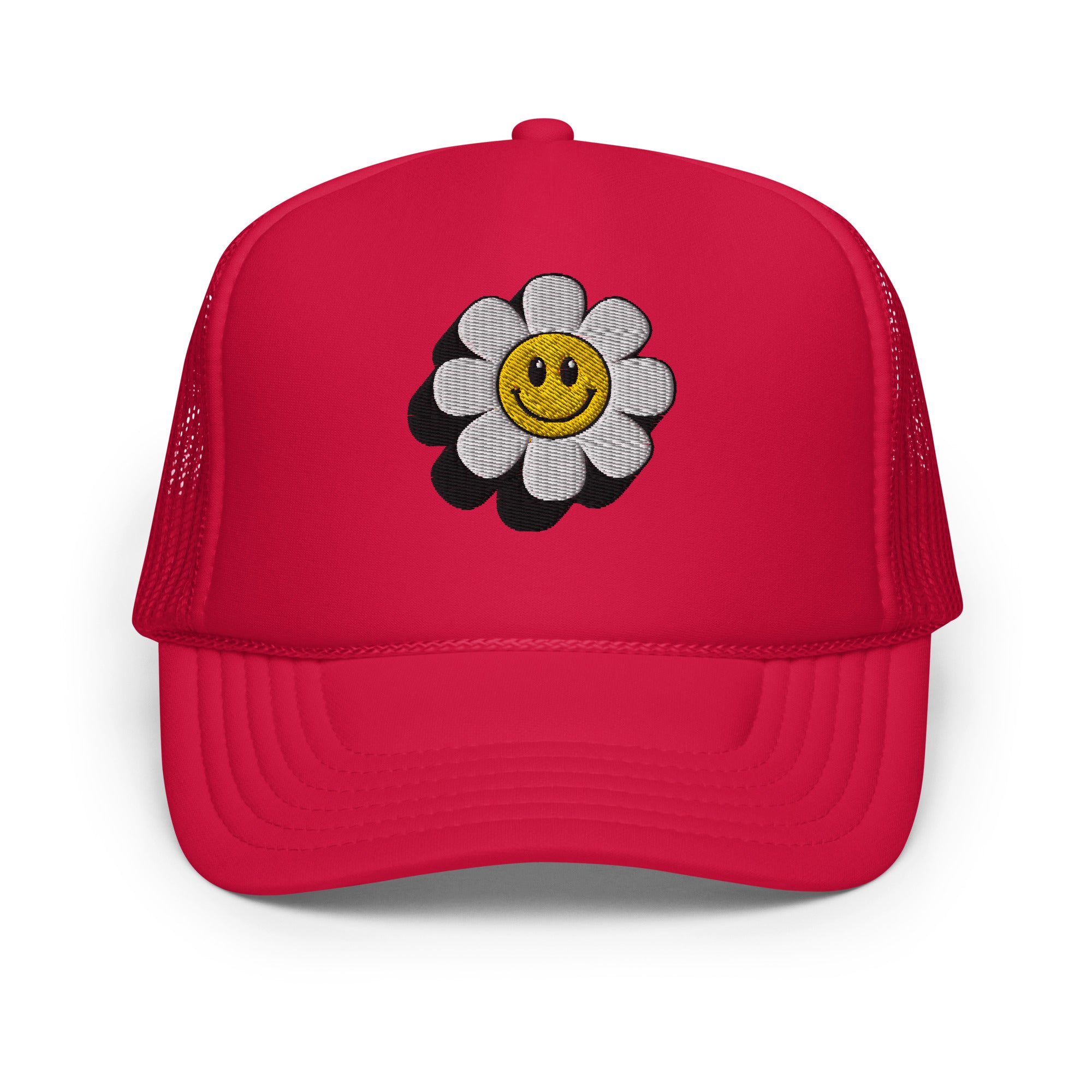 Smiley Face Daisy Foam Trucker Hat