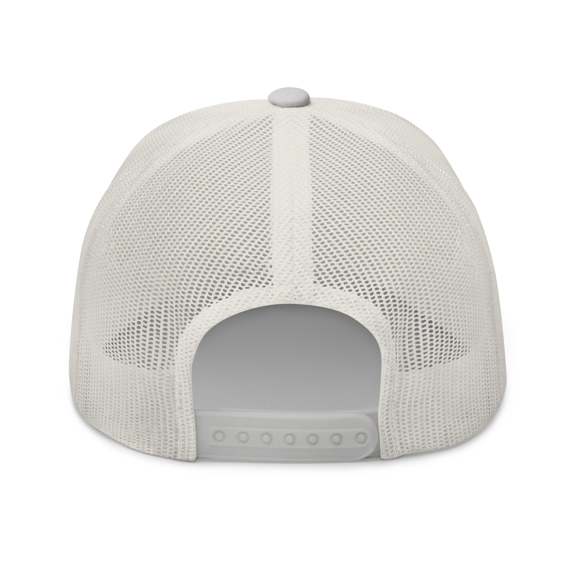 Rear view of Gold Star silver Trucker Cap with adjustable snapback closure