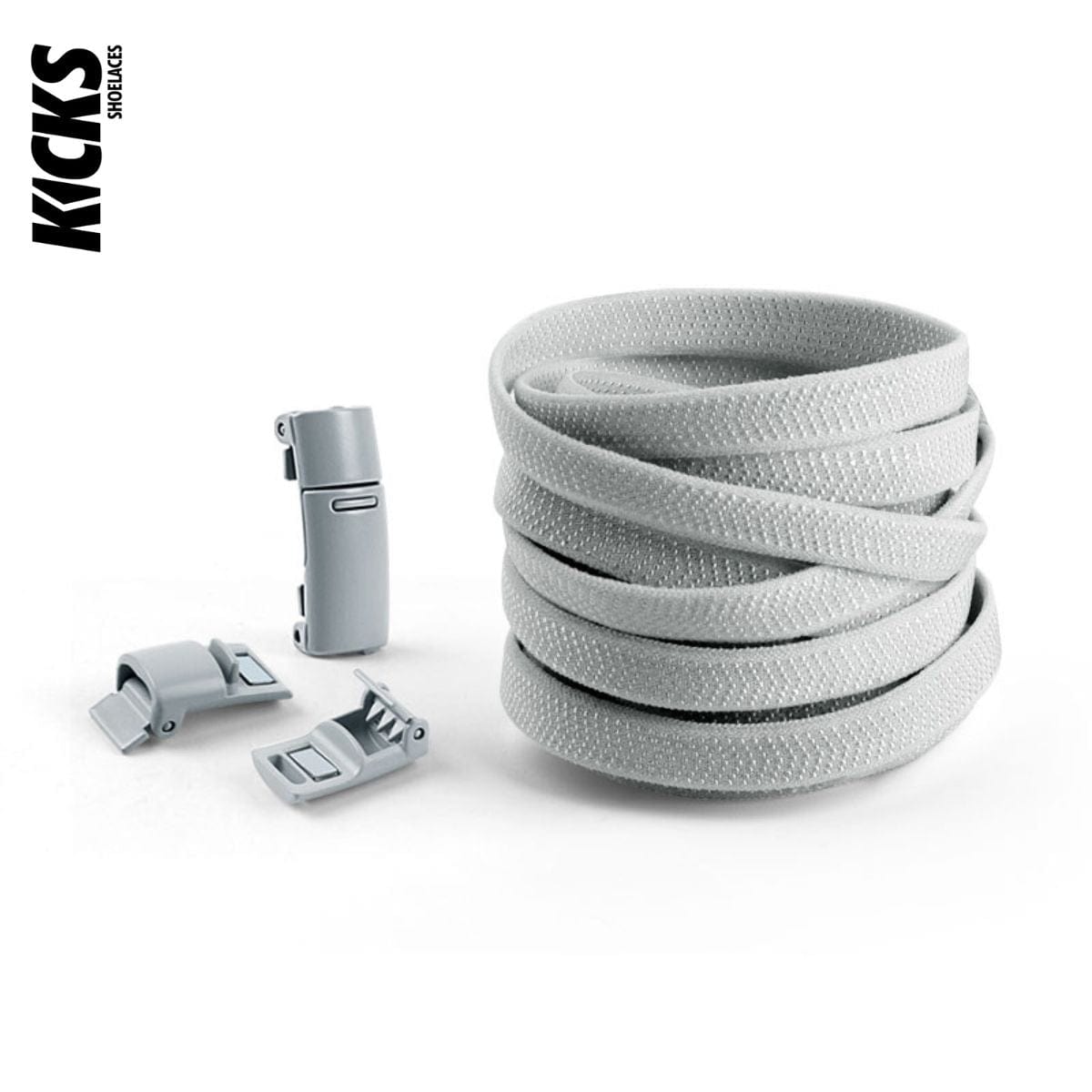 Grey No-Tie Shoelaces with Magnetic Locks - Kicks Shoelaces