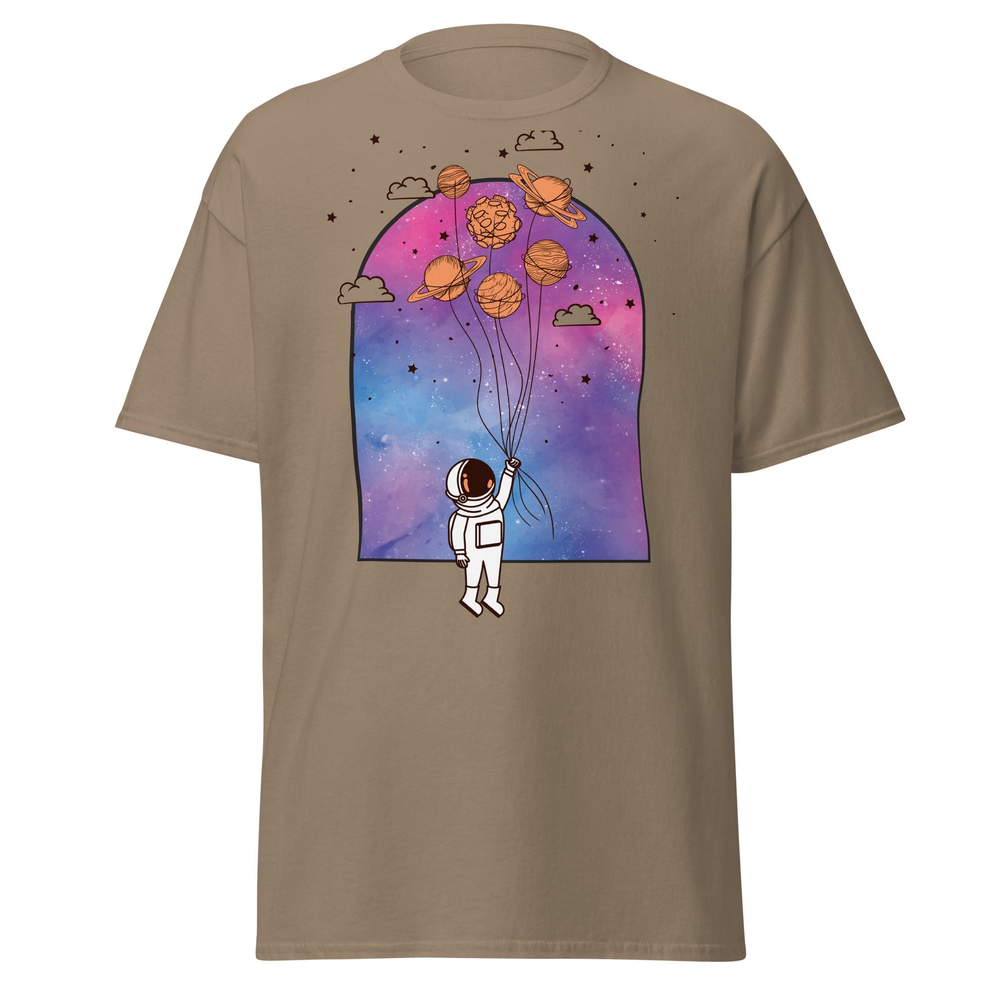 Interstellar Balloon Adventure Mens Graphic Space Tee - Kicks Shoelaces