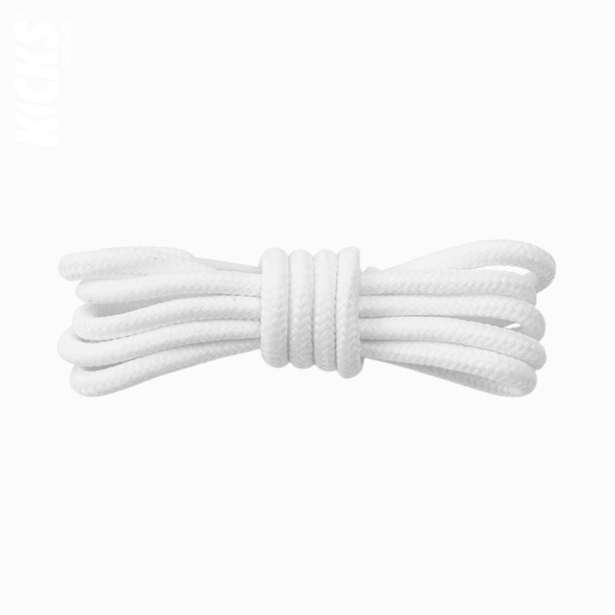 White replacement laces for Jordan 12 basketball shoes, round shoelaces by Kicks Shoelaces