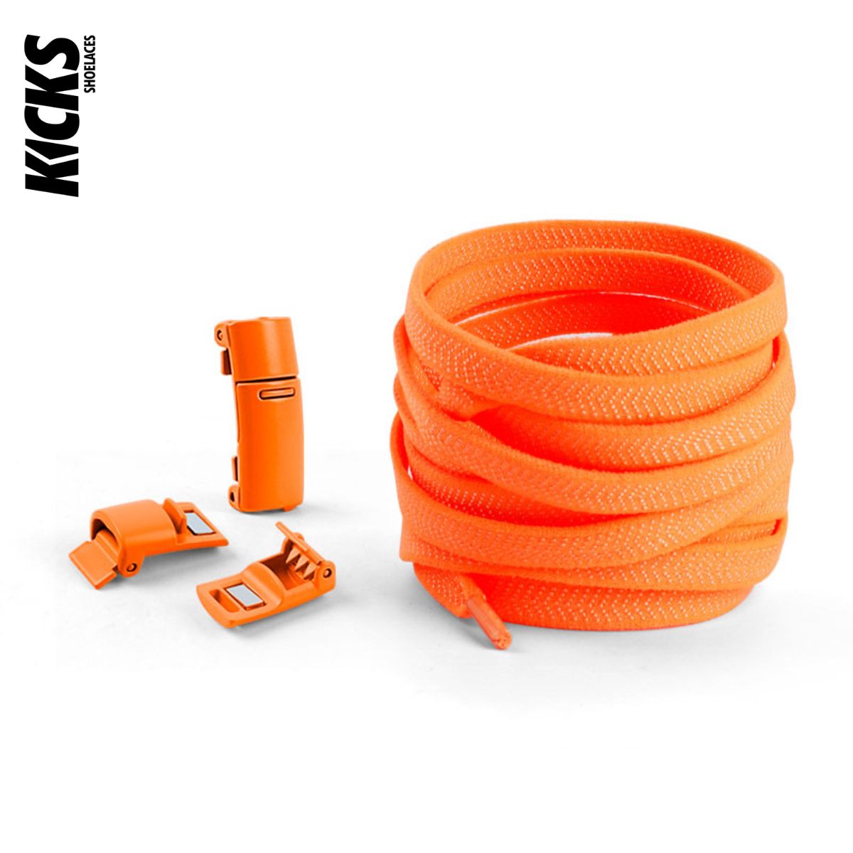 Orange No-Tie Shoelaces with Magnetic Locks - Kicks Shoelaces