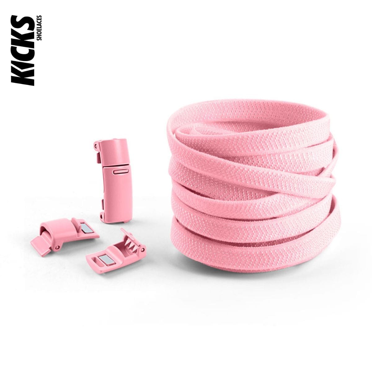 Pink No-Tie Shoelaces with Magnetic Locks - Kicks Shoelaces