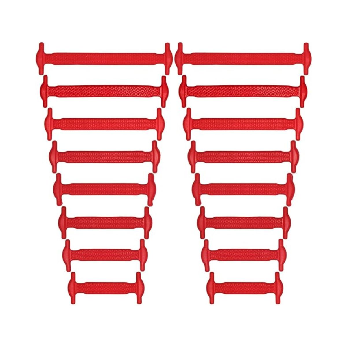 Red silicone no-tie shoe laces for sneakers transforming shoes into slip-ons by Kicks Shoelaces.