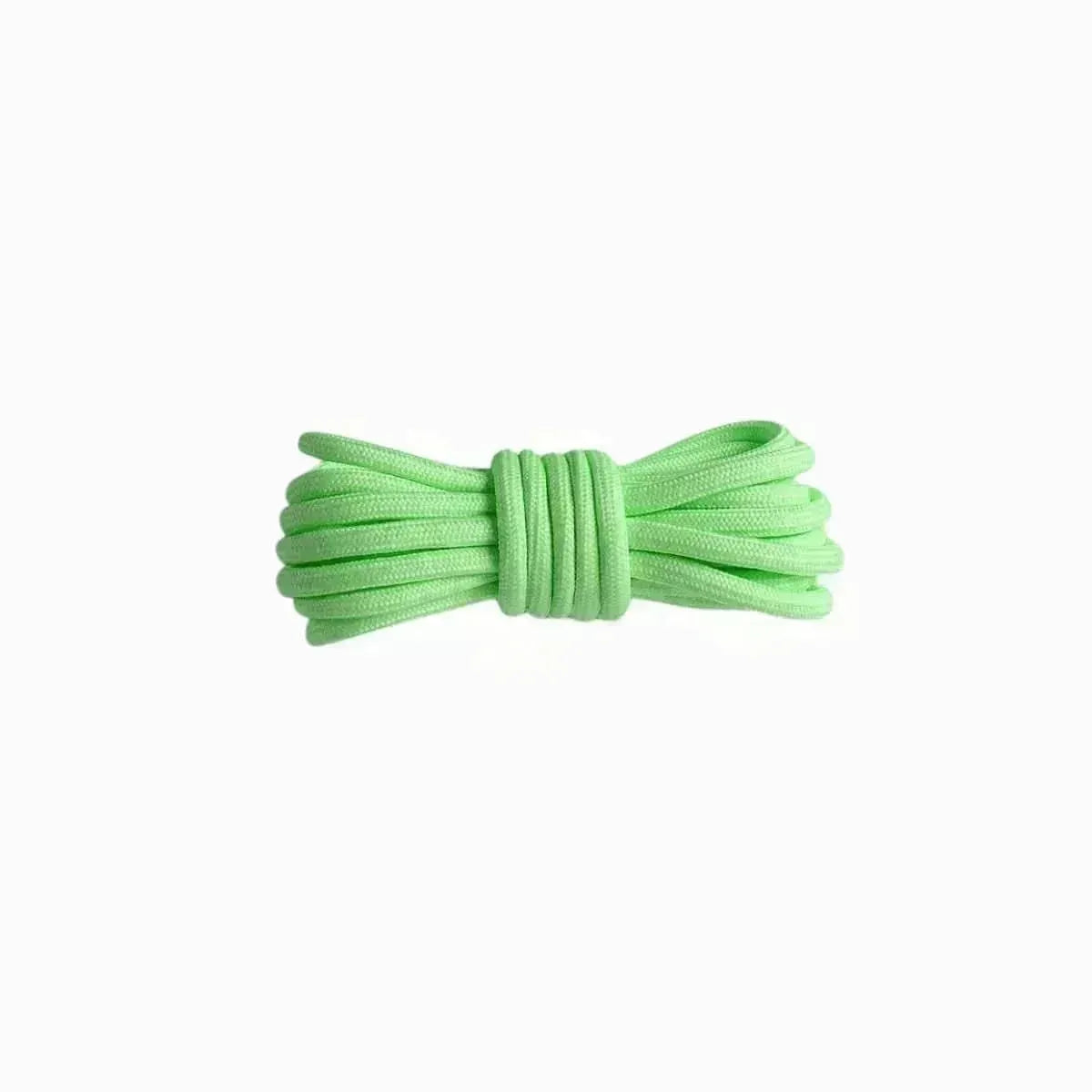 Fluorescent green replacement rope laces for Yeezy 350 MX Rock sneakers by Kicks Shoelaces.