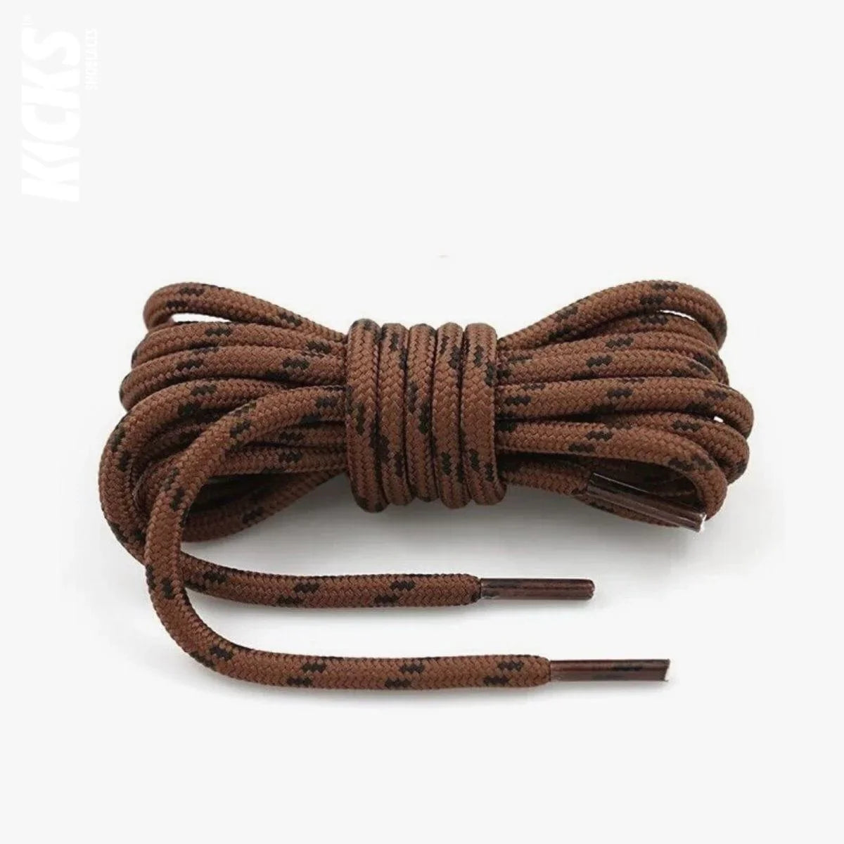 Round deep brown and black replacement hiking boot laces for walking shoes and outdoor footwear