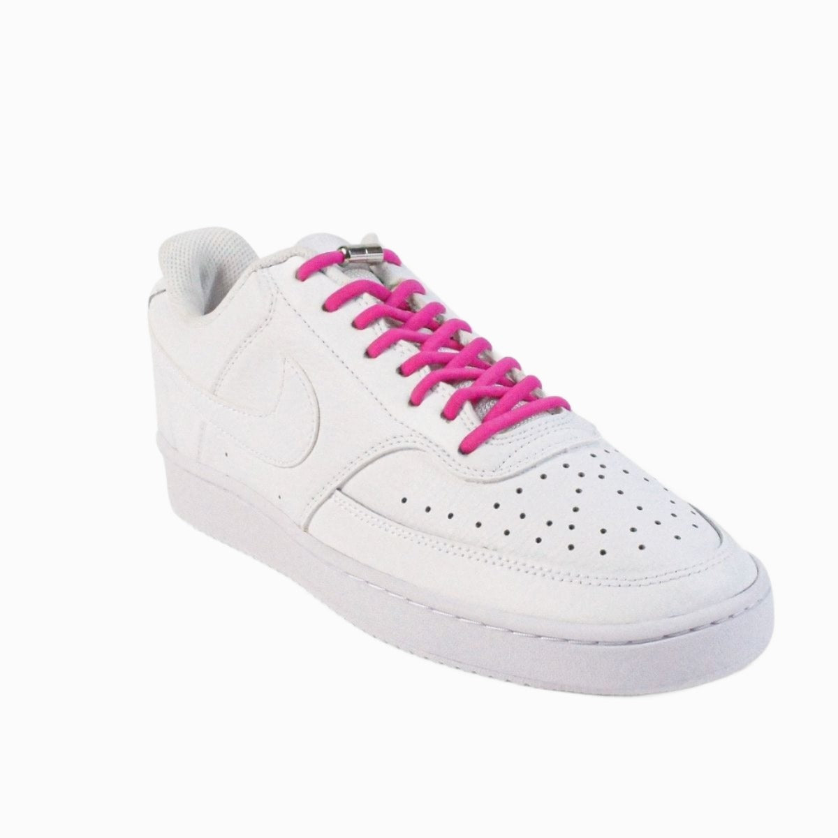 round-no-tie-shoelaces-with-rose-pink-laces-on-nike-white-sneakers-by-kicks-shoelaces